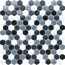 Hexagonal Black and Grey Crystal Mosaic for Decoration